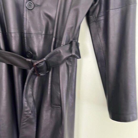 Vintage Remy Women's Sz 40 Full Length Leather Belted Trench Coat Luxury Supple - Picture 12 of 13